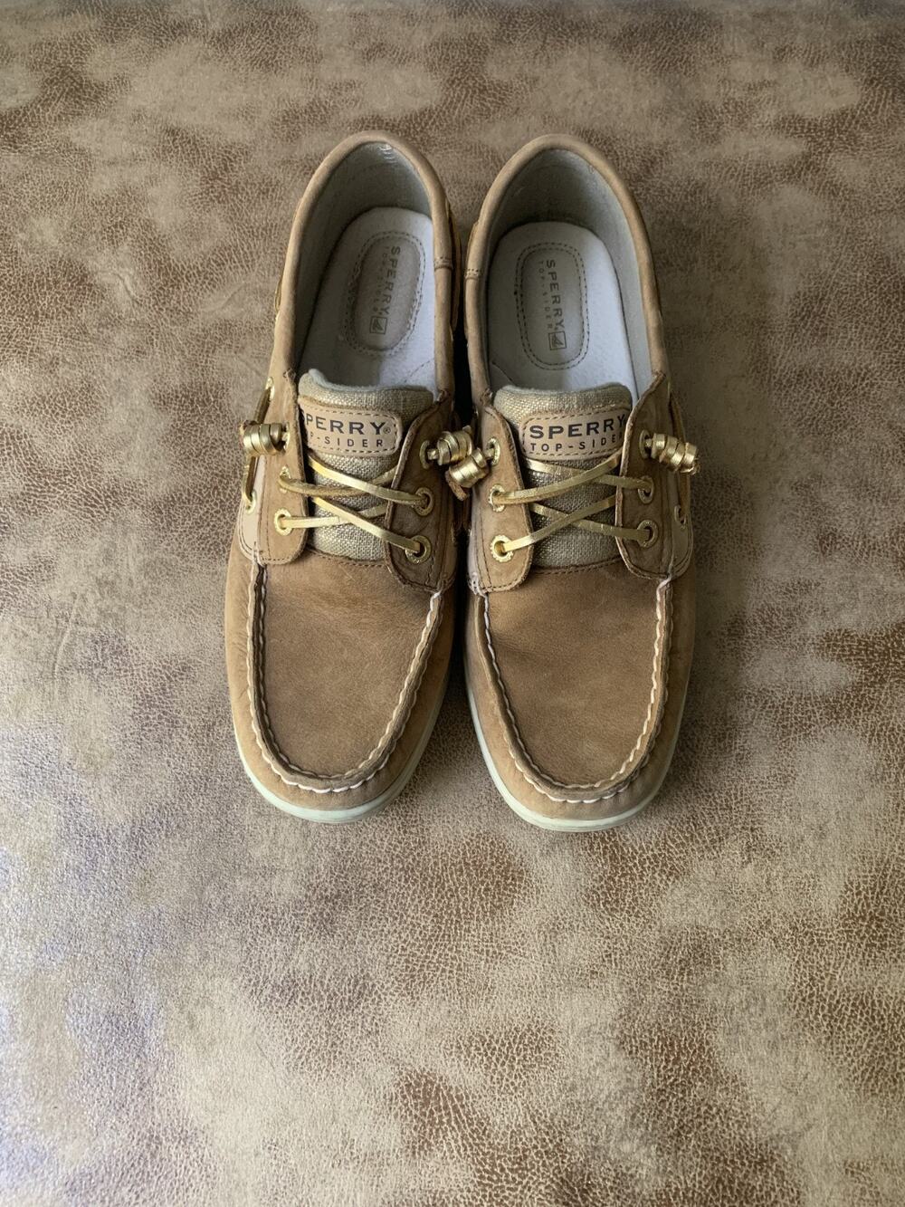 Sperry Top-Sider Boat Shoes Womens 9M STS90823 Leather Ivyfish Metallic Cognac
